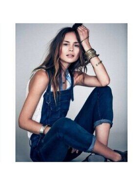 Free People Low Cross Back Overalls Distressed